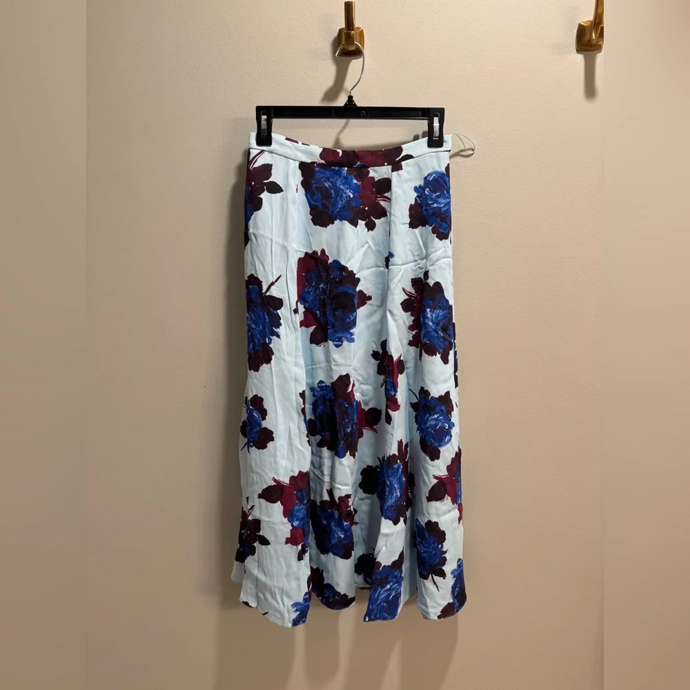 New Erdem Rossini Rose Ice Blue Long Panel Skirt Size 4 - Picture 2 of 5